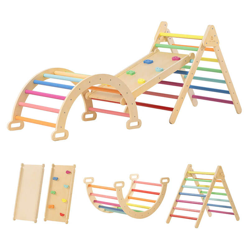 Tiny land 7 in 1 rainbow climbing set all pieces