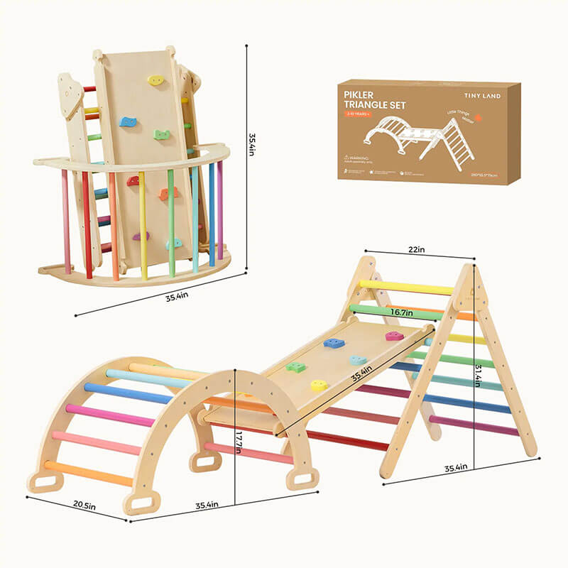 Tiny land 7 in 1 rainbow climbing set dimensions