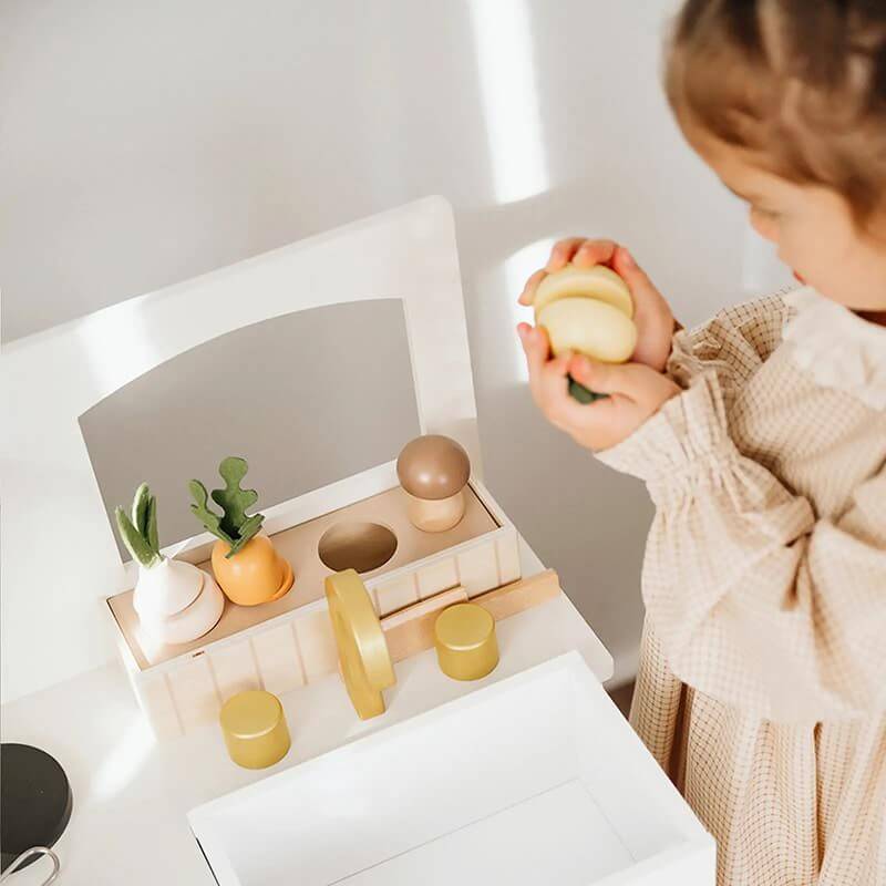 Tiny Land Wooden Honey Kitchenett for Kids Top View Wooden Onion