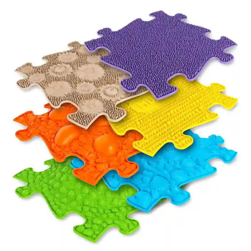 Tots Sensory Playmat Set arranged with multiple textured sensory tiles