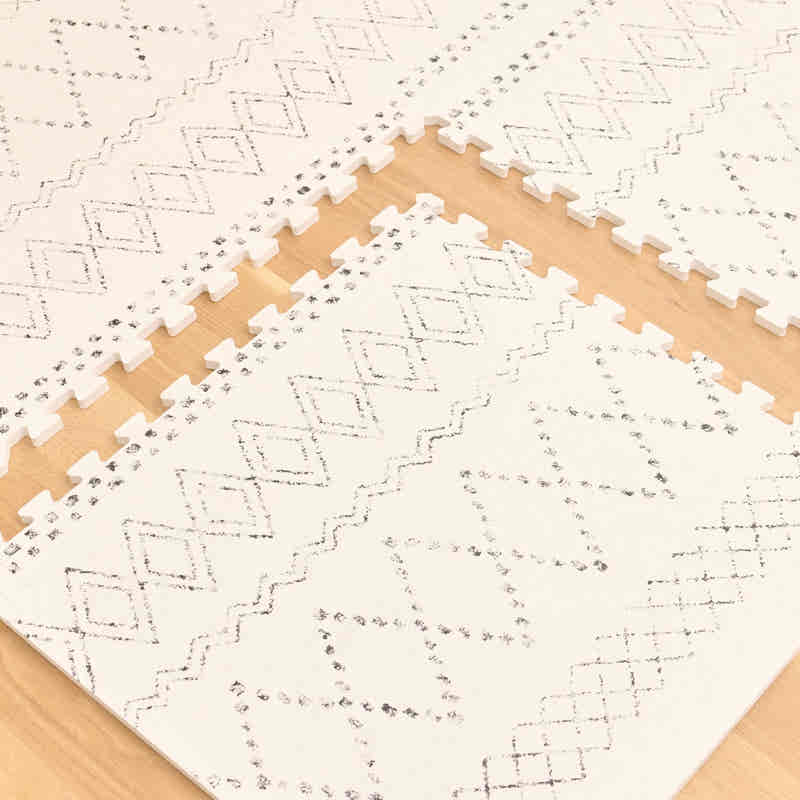 TumbleHouse Black and White Boho foam play mat tile detail
