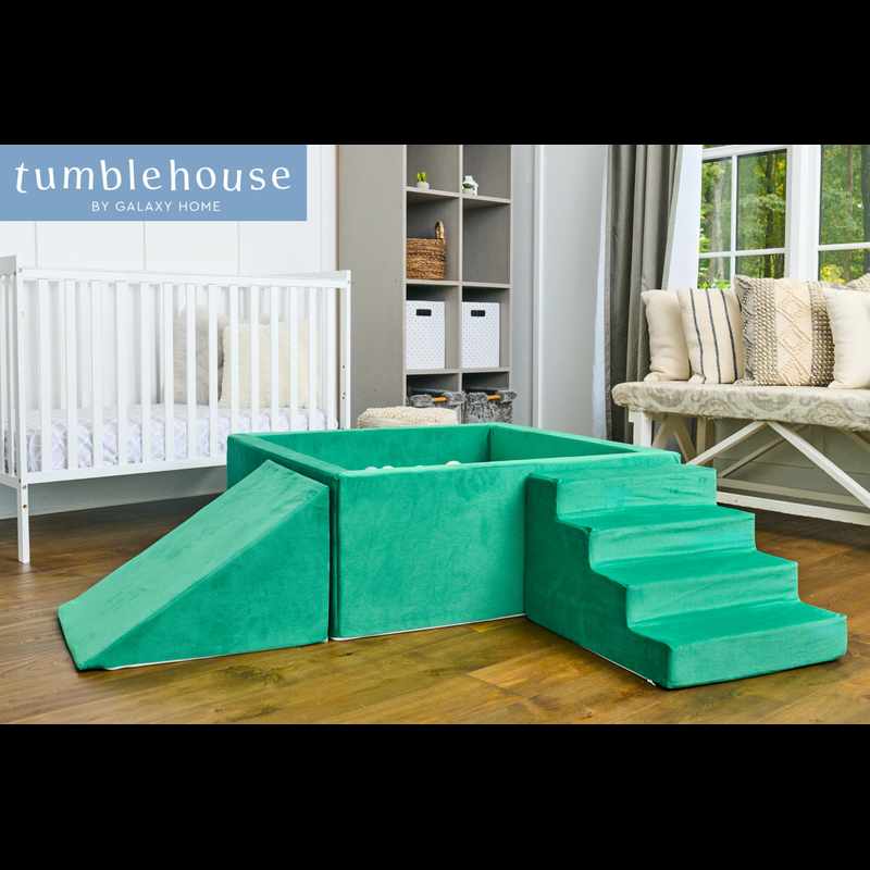 TumbleHouse Foam Ramp + Stairs – foam ramp and stairs with TumbleHouse Ball Pit