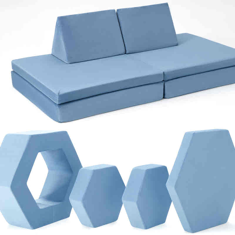 TumbleHouse Play Bundle eight-piece modular foam play set in Steel Blue