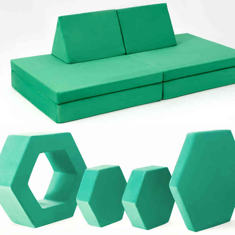 TumbleHouse Play Bundle eight-piece modular foam set in Kelly Green