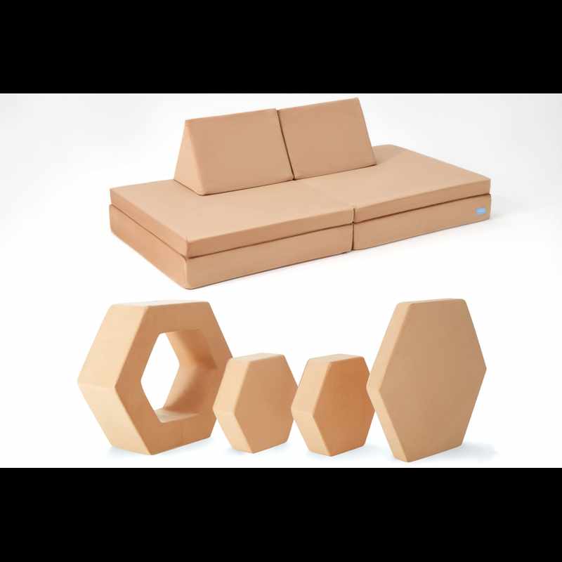TumbleHouse Play Bundle eight-piece modular foam set in Caramel