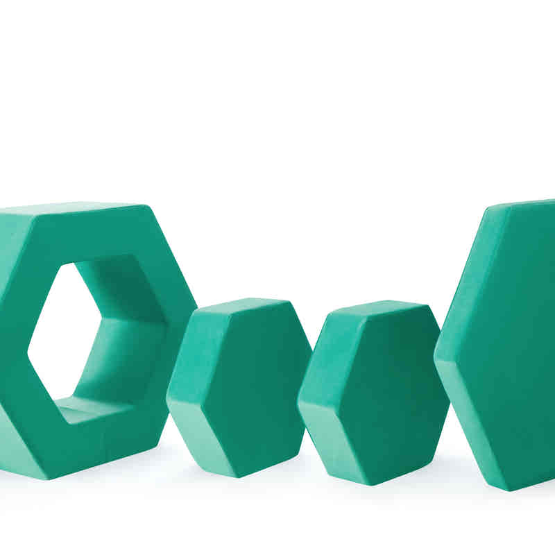 TumbleHouse Play Hexagon soft foam tunnel setup