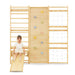 Walnut Modular Swedish Ladder Jungle Gym - 79 Inch Wall Mounted with a girl