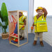 Toddler Dress Up Center WB0880 – Child dressed as a construction worker beside the mirror