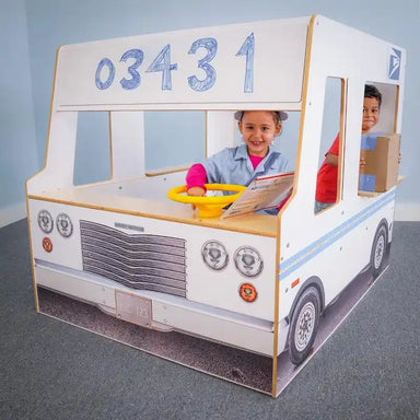Imagination Truck - WB1140 – Front view with kids pretending to drive a postal truck