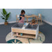Whitney Brothers Mobile Two Tub Sand and Water Table (WB4048) - one kid pouring from a container while another plays at the table