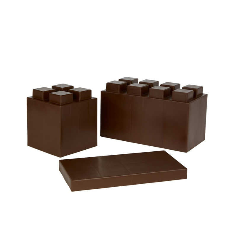 26 Jumbo Sized Single Color Modular Building Blocks Combo Pack – brown EverBlock color option