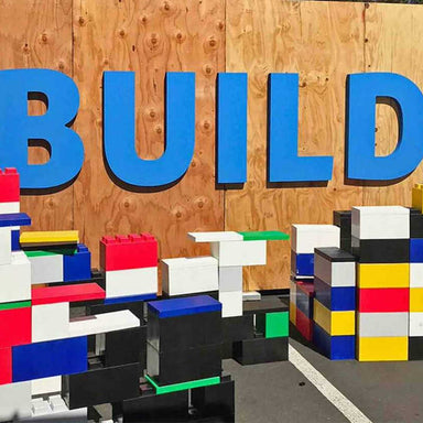 Build sign with 352 Piece Multi Colored Jumbo Sized Modular Building Block Starter Kit by Everblock