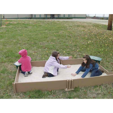 Tot Town Large Sandbox – Large sandbox with children playing outdoors